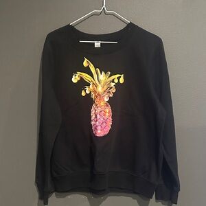 Old Navy Black Sweatshirt with Vibrant Pineapple Design